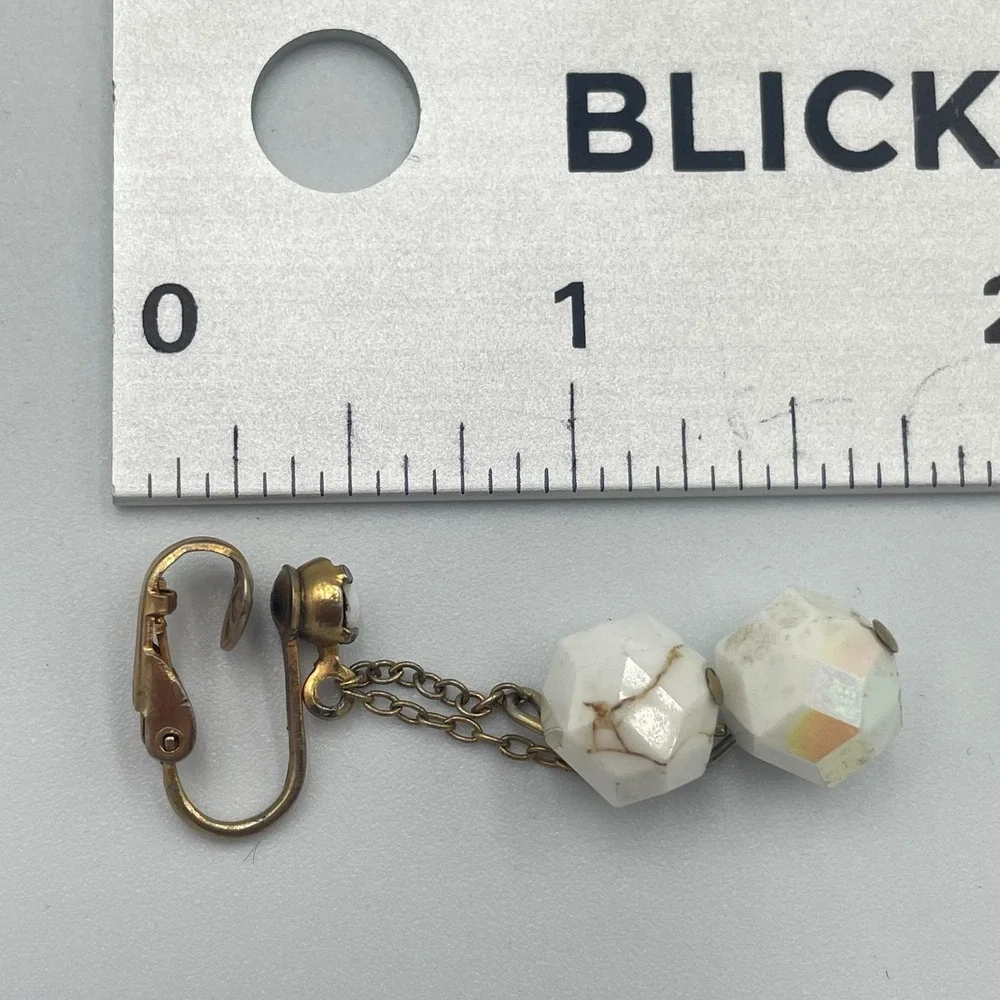 Vintage Estate Clip-On Earring Lot Mixed Style Dangle Faux Pearl Heart 3 Pairs